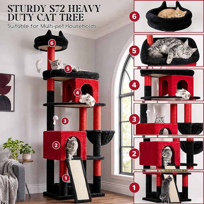 Globlazer Heavy Duty Gothic Cat Tree, 72in Large Cat Tower - Image 6