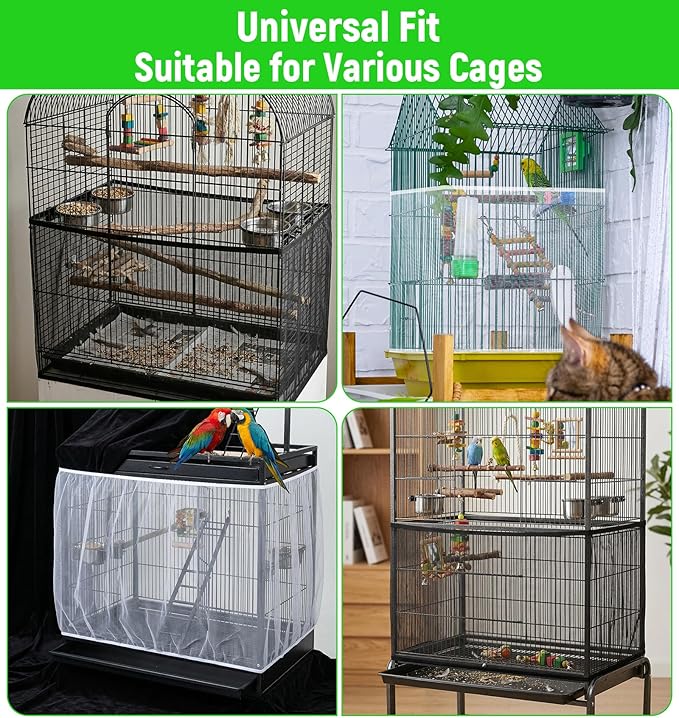 2 Pcs Bird Cage Seed Catcher, Bird Cage Net Cover Seed Catcher Guard Nylon Net - Image 5