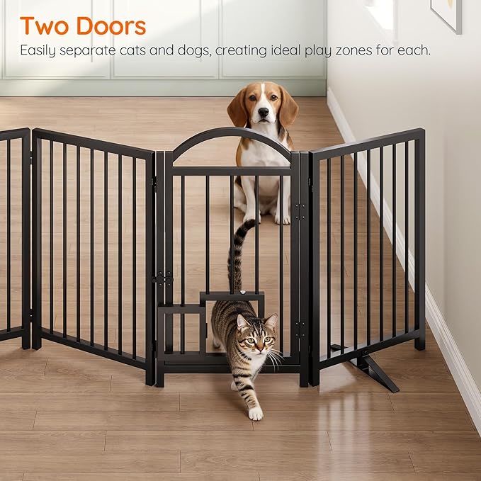 HOOBRO 4 Panel Freestanding Dog Gate - Image 5