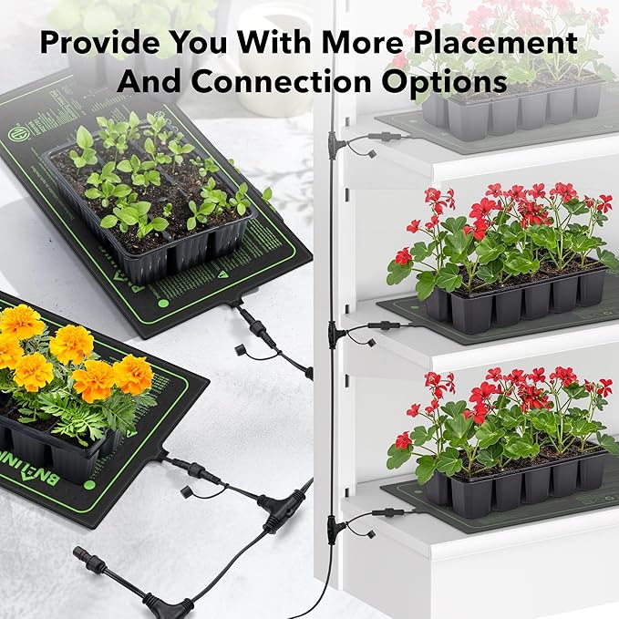 BN-LINK Seedling Heat Mat for Seed Starting 10" x 20.75", 4 Pack Daisy - Image 2