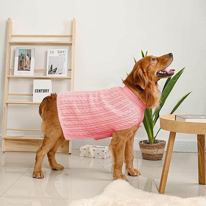 2 Pack Dog Sweaters for Large Dogs Winter Turtleneck Pullover Cable Knit Fleece - Image 5