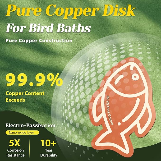 3Pcs Bird Bath Copper Purification Disk 99.99% Pure Copper Water Cleaning Discs - Image 3