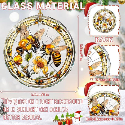 Stained Glass Bee Ornament, Bee Christmas Tree Decoration, Xmas Tree Decor - Image 2