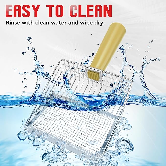 Metal Cat Litter Scoop with Holder, Heavy Duty Deep Sifter with Dual-Hole - Image 7