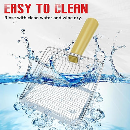 Metal Cat Litter Scoop with Holder, Heavy Duty Deep Sifter with Dual-Hole - Image 7