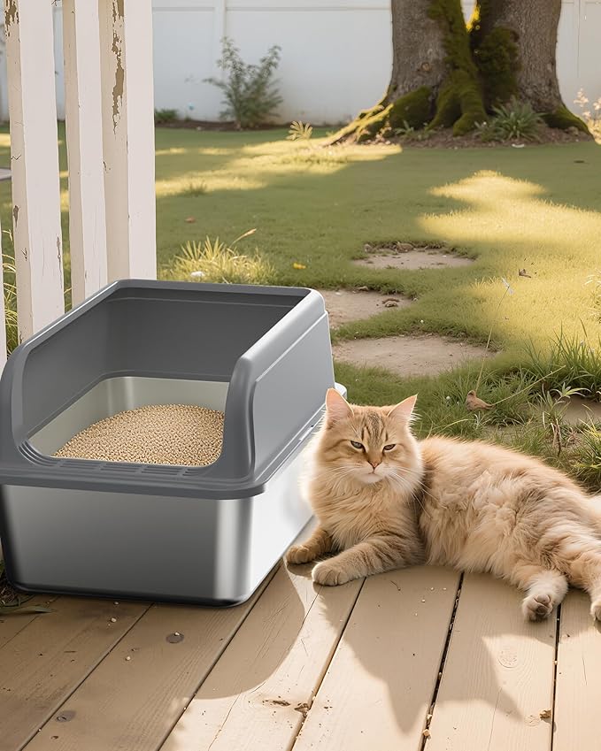 Powools Stainless Steel Cat Litter Box, Metal Litter Box - Image 8