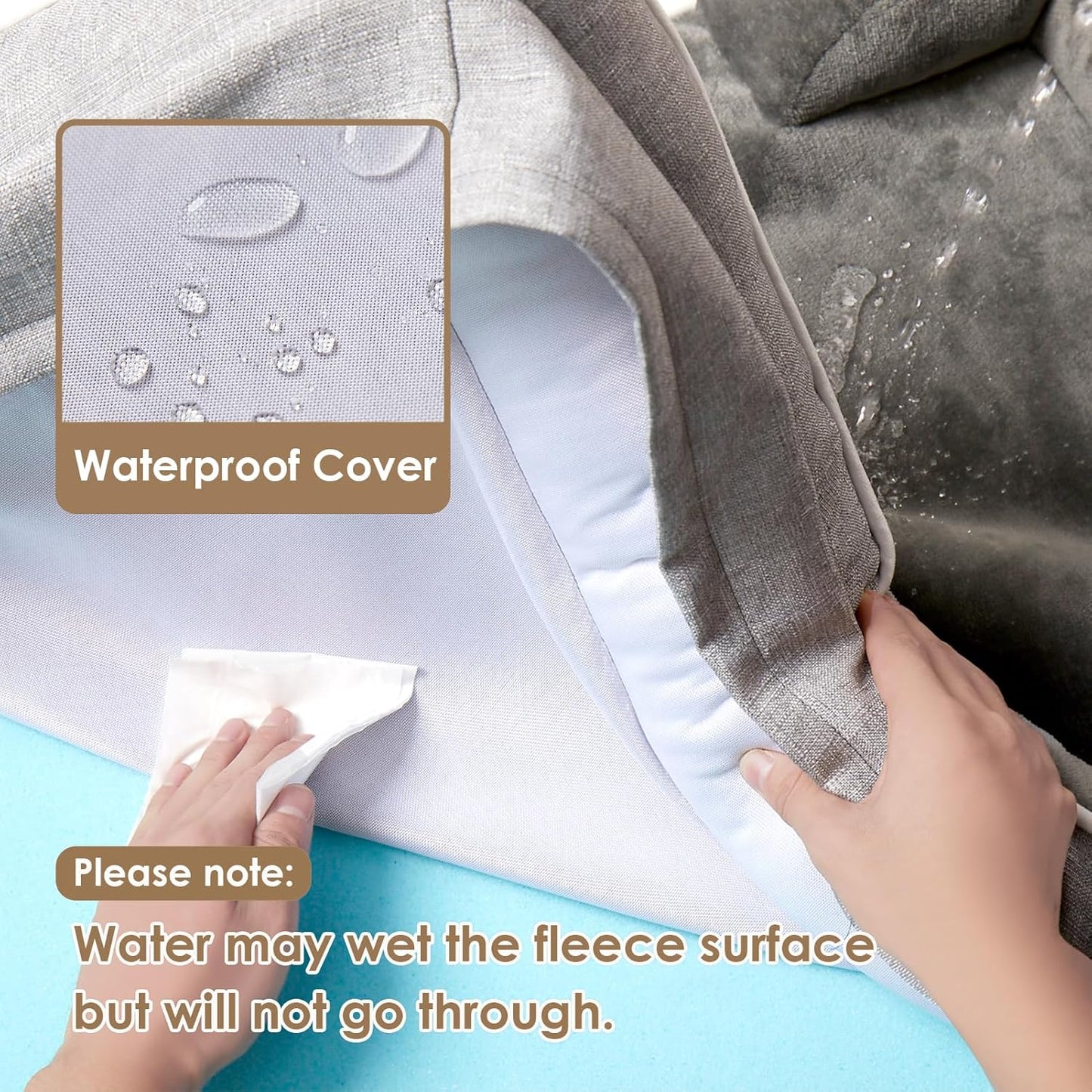 EHEYCIGA Orthopedic Dog Bed for Medium Dogs, Waterproof Memory Foam Medium Pet Beds with Sides, Non-Slip Bottom and Egg-Crate Foam Dog Couch Bed with Washable Removable Cover, Grey