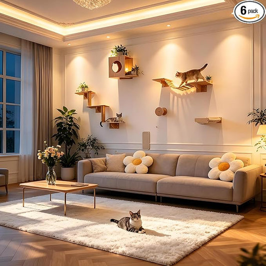6 in 1 Cat Wall Shelves, Cat Wall Furniture by Unknown