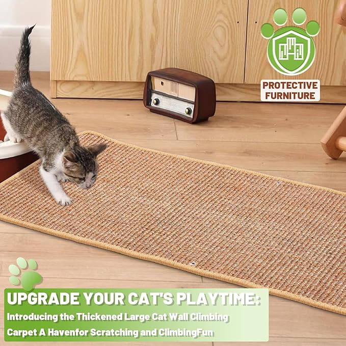 Natural Sisal Cat Scratcher Mat, Wall Scratcher Carpet, Cat Climbing Wall - Image 4
