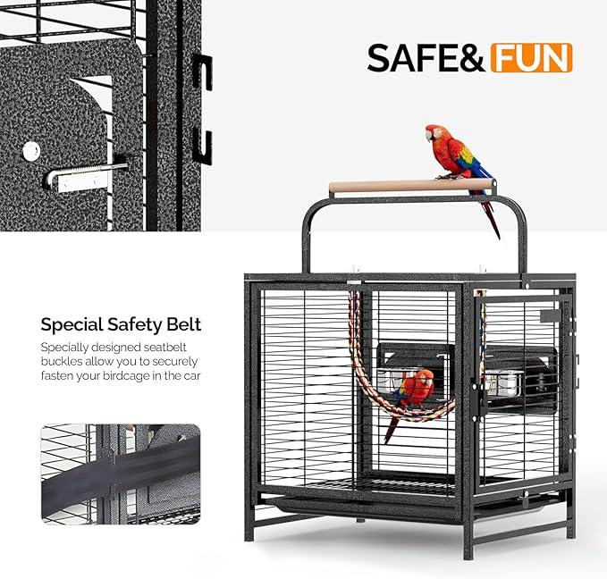 VINGLI Small Bird Cage, 19 inch Travel Carrier Bird Cage - Image 6