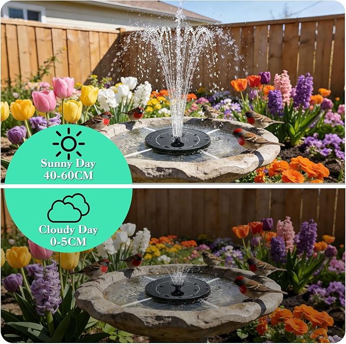 DDcafor Solar Fountain for Bird Bath, 3.5W Solar Powered Water Fountain Pump - Image 6