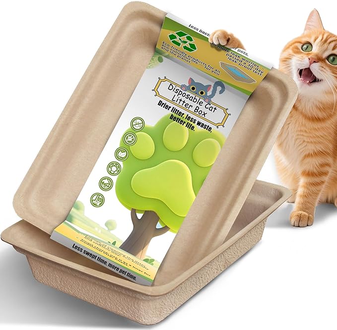 Disposable Litter Boxes for Cats Large: 2/4/6/8-Pack 17.5'' x 13.5'' Leak-Proof by SEMEDOYO