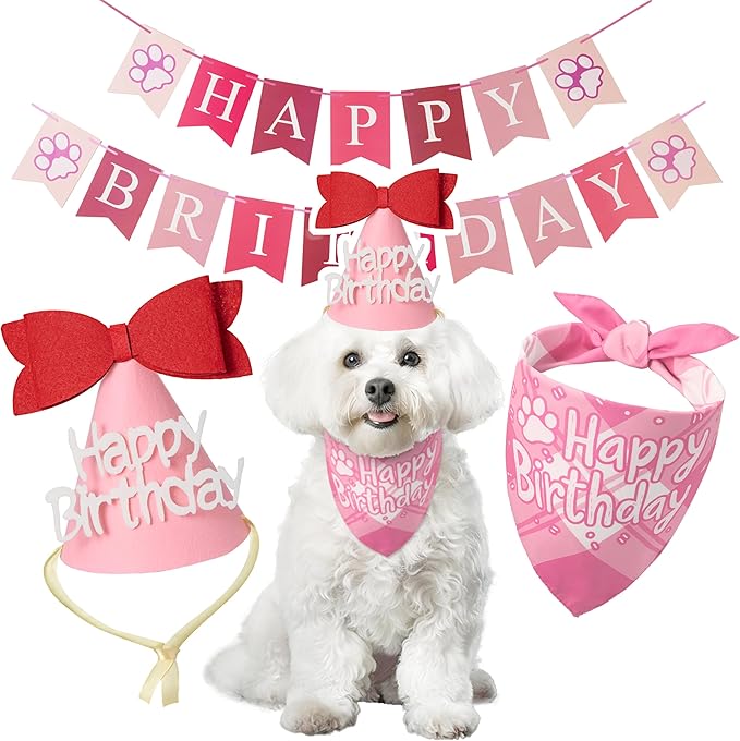 Dog Birthday Party Decoration, Pet Birthday Bandana Set by SharelovespreadjoychooseGOHERII