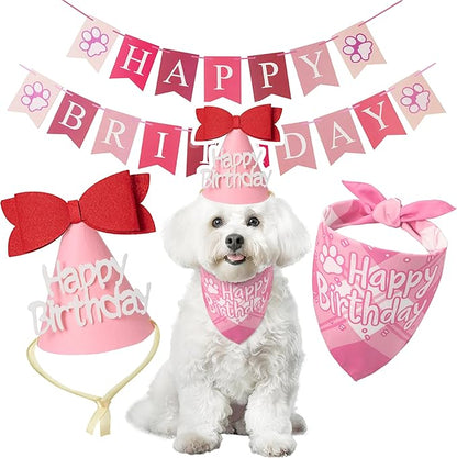 Dog Birthday Party Decoration, Pet Birthday Bandana Set by SharelovespreadjoychooseGOHERII