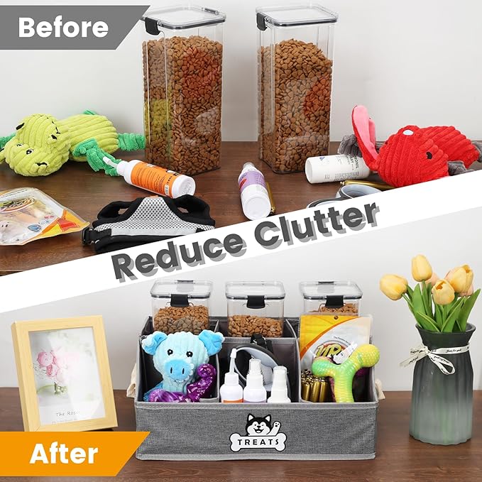 Dog Treat Container Basket for Countertop, Foldable Pet Toy Box for Living Room - Image 4