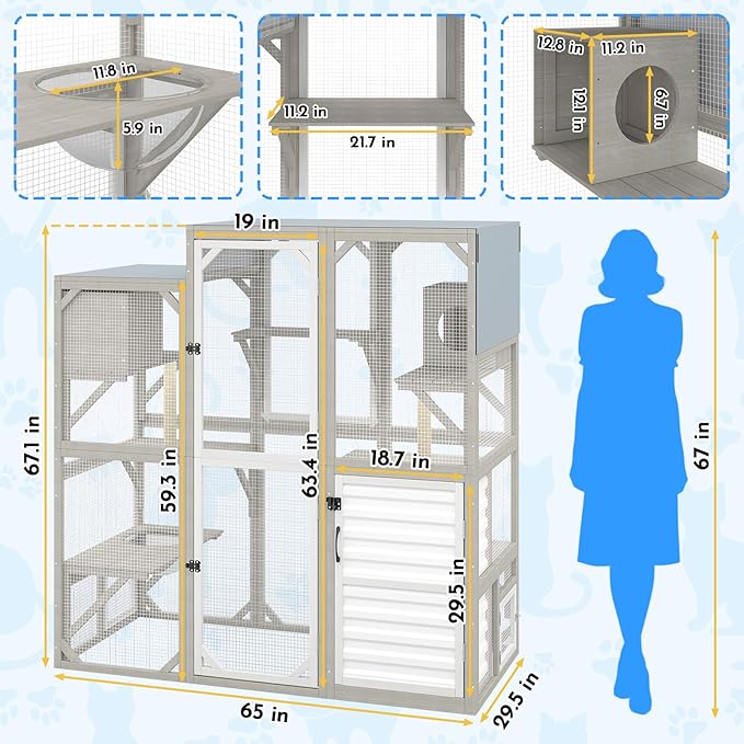 Ketive Catio Outdoor Cat Enclosure Large Walk-in Cat House - Image 4