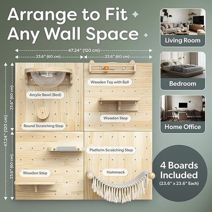 Ardilla & Co. Cat Wall Furniture – Wall-Mounted Modular Wooden Boards - Image 2