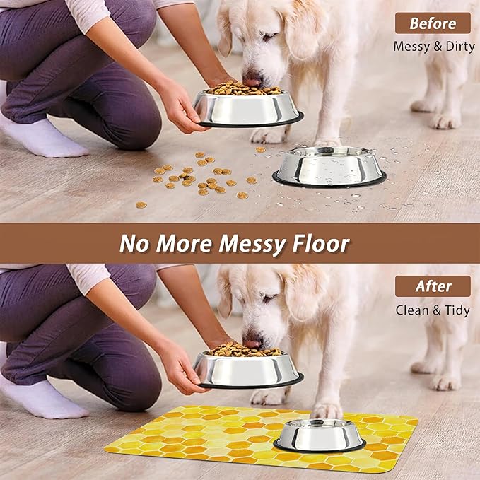 Honeycomb Bee Geometric Dog Food Mat - Image 5