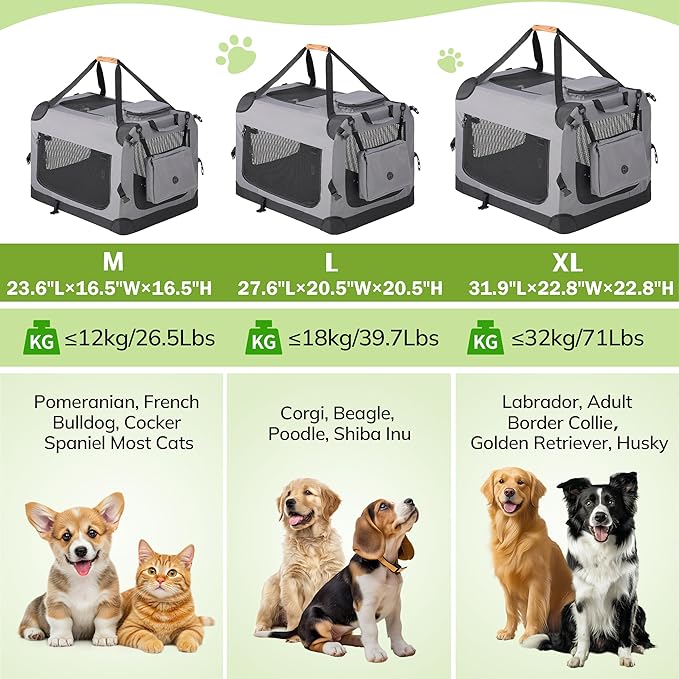Morpilot 32-inch Portable Collapsible Dog Crate: Travel Dog Crate Soft-Sided - Image 6
