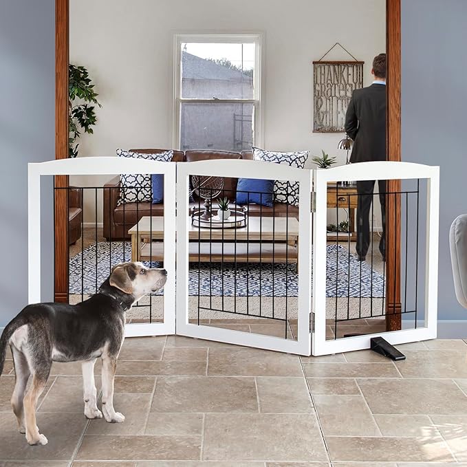 ZJSF Freestanding Dog Fence Indoor, Foldable Dog Gate by ZJSF