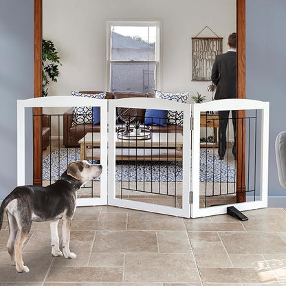 ZJSF Freestanding Dog Fence Indoor, Foldable Dog Gate by ZJSF