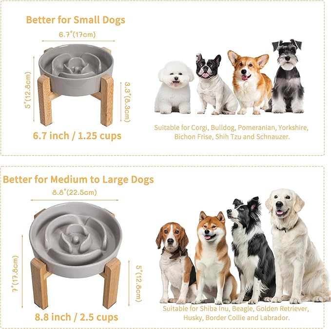 Elevated Slow Feeder Dog Bowl Large Breed, 8.8 Inch Ceramic Slow Eating Bowl - Image 7