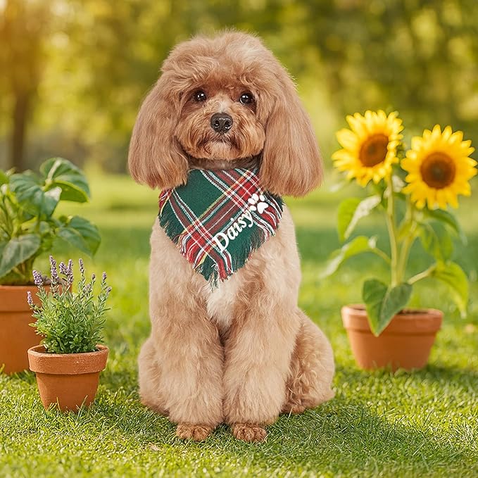 Personalized Dog Bandana with Embroidered Name, Custom Pet Scarf - Image 2