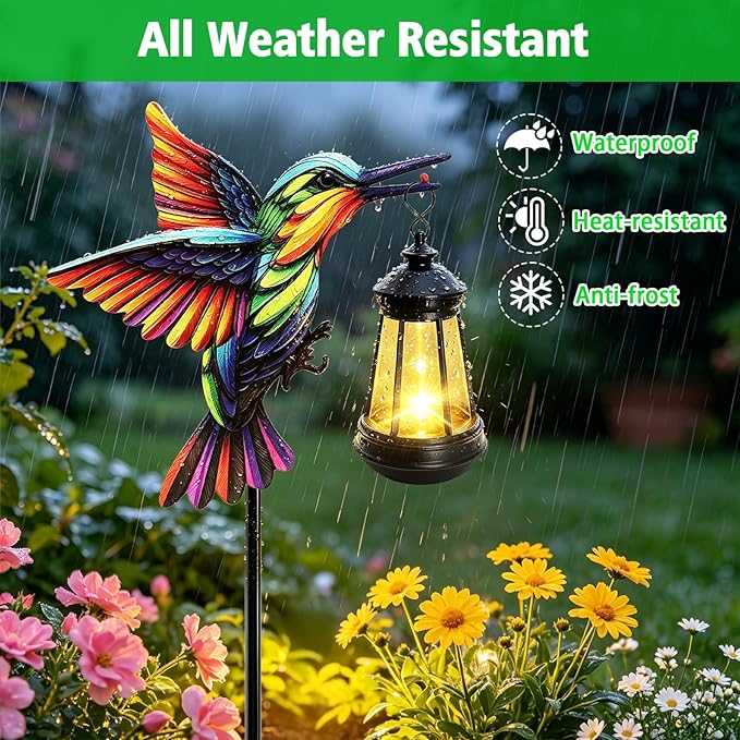Solar Lights Hummingbird Garden Outdoor Decor, Hummingbird Stakes - Image 3