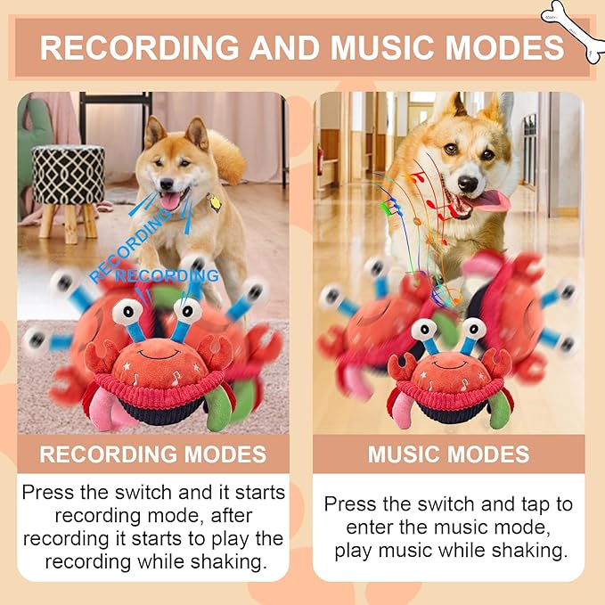 BABORUI Interactive Dog Toys Crab, Jumping Squeaky Dog Toys - Image 3
