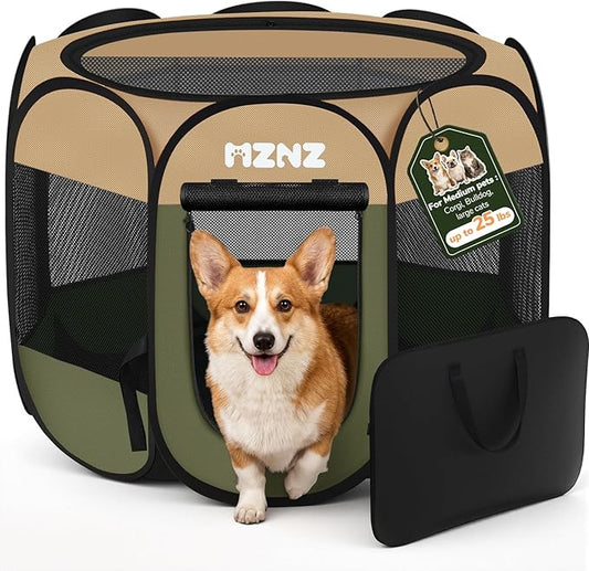 Dog Playpen, Portable Puppy Pet Crate Indoors by MZNZ