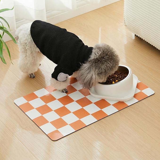 Checkered Dog Feeding Mat, Absorbent Mats - Image 3