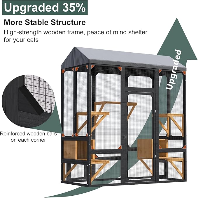 TIMHAKA 72" Catio Outdoor Cat Enclosure, Walk-in Large Cat Cage - Image 3