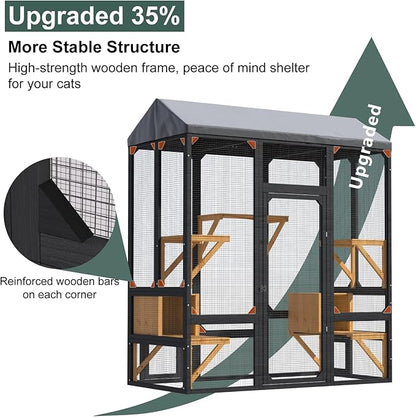 TIMHAKA 72" Catio Outdoor Cat Enclosure, Walk-in Large Cat Cage - Image 3