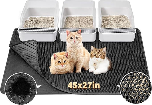 Fostanfly Cat Litter Mat, Extra Large XL Honeycomb Scatter Control, Urine & by HOME