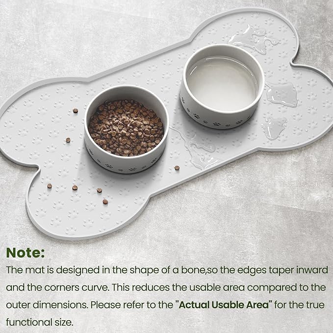 PWTAA Dog Food Mat Anti-Slip Silicone Dog Bowl Mat Thicker Pet Placemat - Image 3