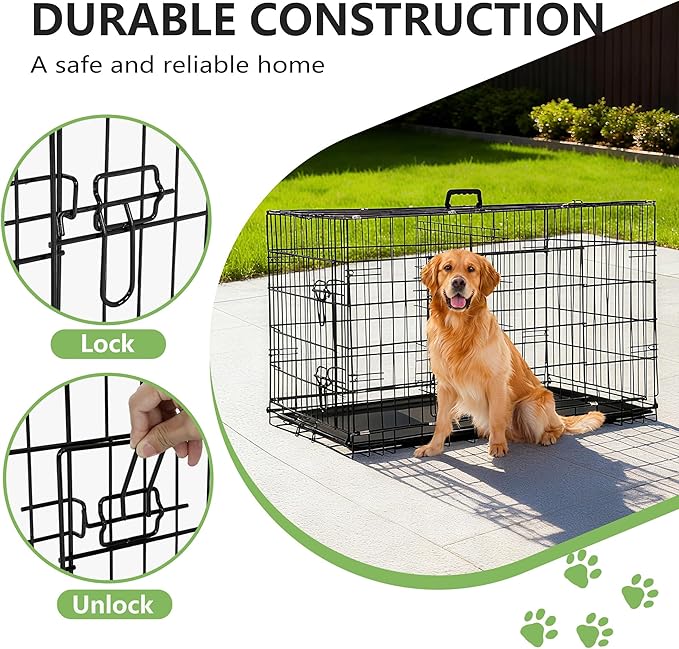 FDW Dog Crate 36-Inch Dog Cage Foldable Metal Kennel - Image 3
