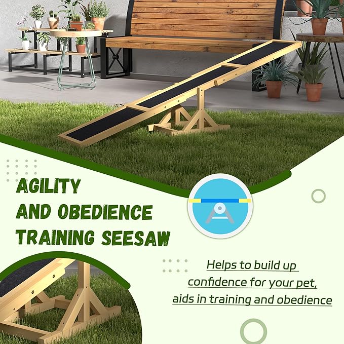 PawHut Wooden Dog Agility Seesaw - Image 6