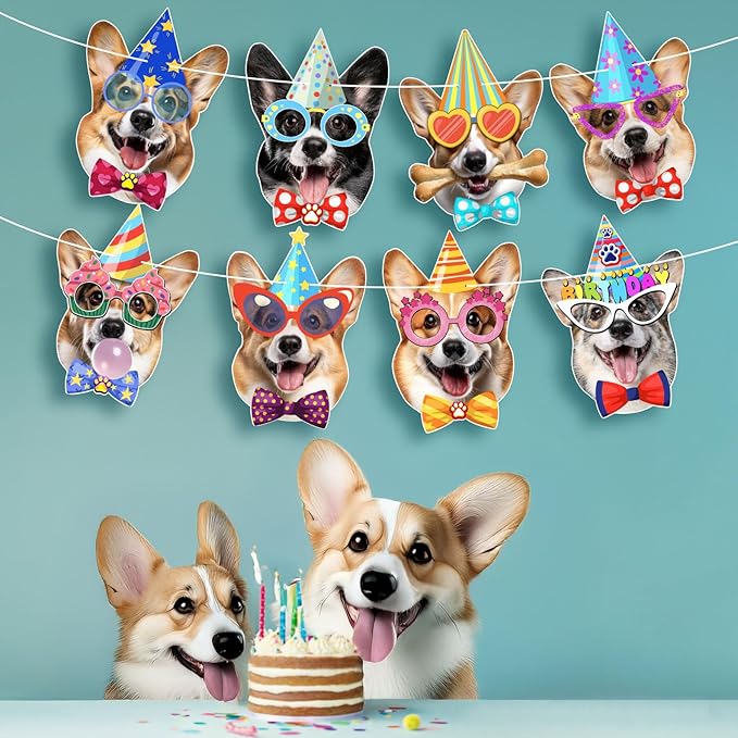 Corgi Birthday Garland — Photographic Corgi Faces Birthday Banner, Funny Welsh - Image 5