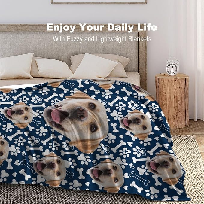 Personalized Dog Blanket with Name Customized Paw Prints Pet Blanket Loss - Image 2
