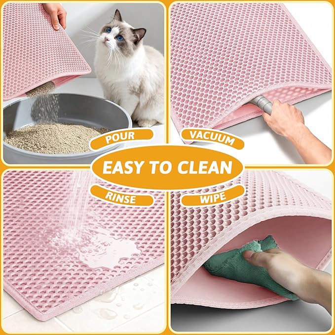 Pieviev Cat Litter Mat Double Layer Waterproof Urine Proof Trapping Mat 1 Pack) - Image 6