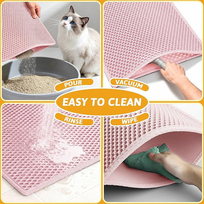 Pieviev Cat Litter Mat Double Layer Waterproof Urine Proof Trapping Mat 1 Pack) - Image 6