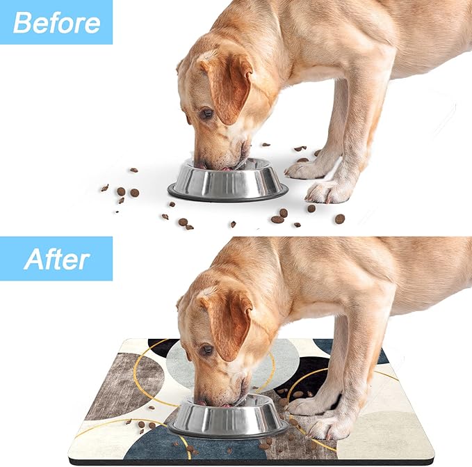 Rnivvi Dog Food Mat, Cute Anti-Slip Rubber Pet Feeding Rug Protect Floors - Image 6