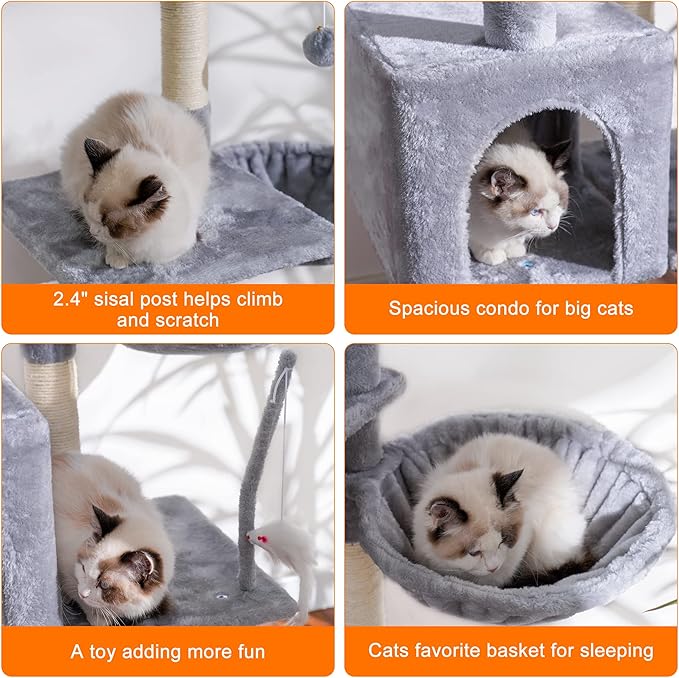 Heybly Cat Tree with Toy, Cat Tower condo - Image 5