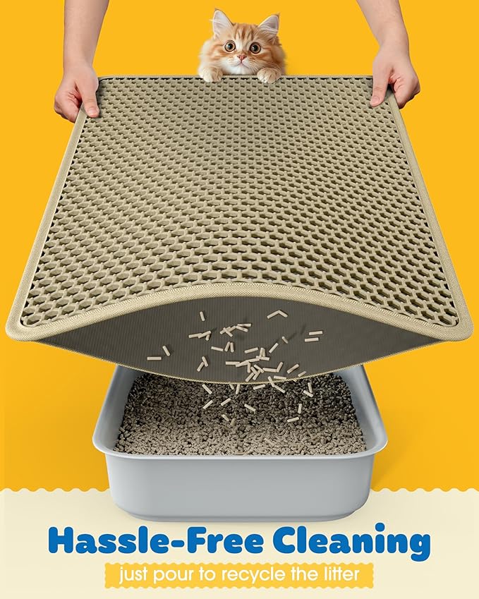 Cat Litter Mat - 30'' x 24'' Large Litter Trapping Mat, Waterproof, Urine-Proof - Image 4