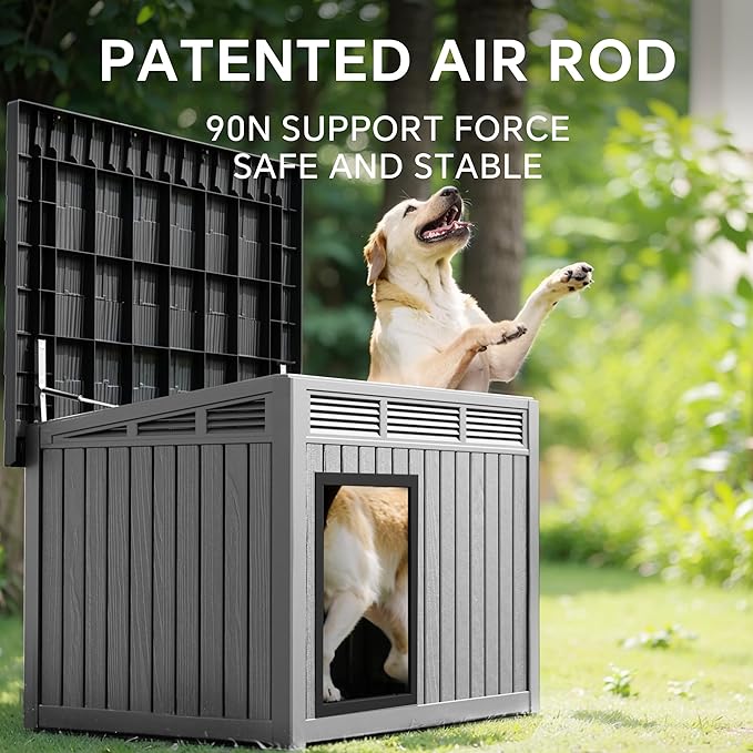 DRATO Dog House, Weatherproof Resin Outdoor Dog House - Image 6