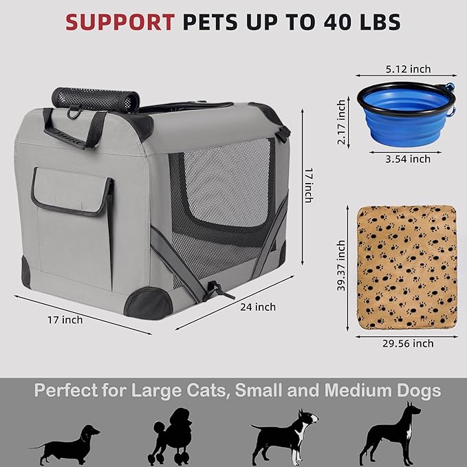 Petprsco Large Cat Carrier for 2 Cats Small Medium Dogs, Soft Pet Carrier - Image 5
