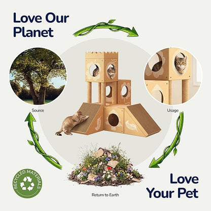 DIY Cardboard Cat House with Scratching Posts, Scratching Board, Recyclable - Image 7