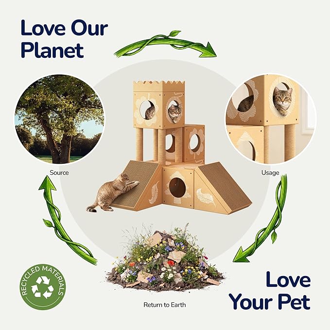 DIY Cardboard Cat House, Scratching Pad, Tunnel & Playhouse - Image 7