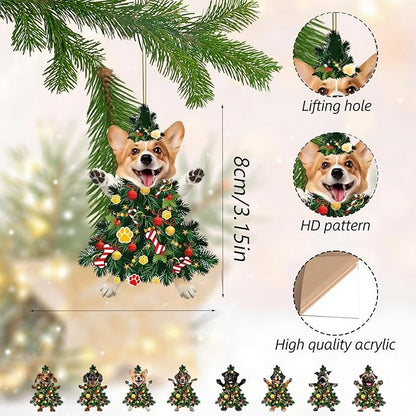 8 Pcs Christmas Tree Ornaments Acrylic Dog Hanging Ornaments - Image 3