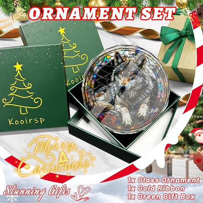 Wolf Ornaments for Christmas Tree, Stained Glass Ornament and Christmas Tree - Image 3